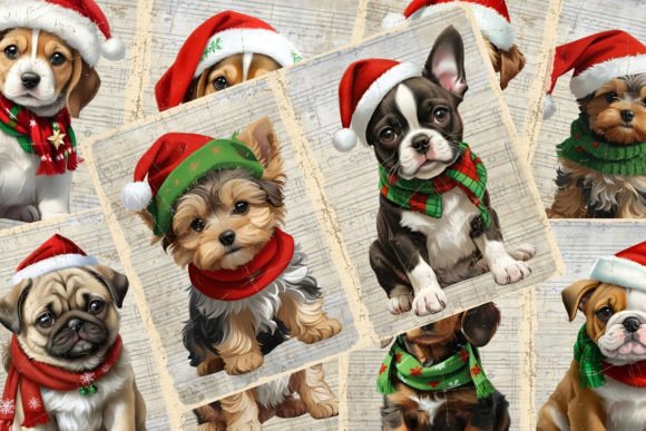 Download Pack of Dog Christmas Junk Journal Paper - Premium Bundle